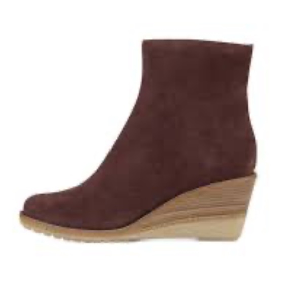 Cole Haan Brown Suede Waterproof Wedge Heel Booties Boots - Picture 1 of 12